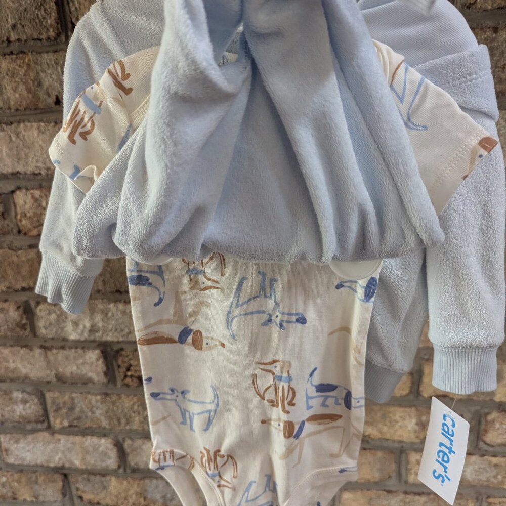 Carter's  3-Piece Baby Set - Bear Hoodie, Dog Bodysuit & Pants (6 Months) - Picture 4 of 5